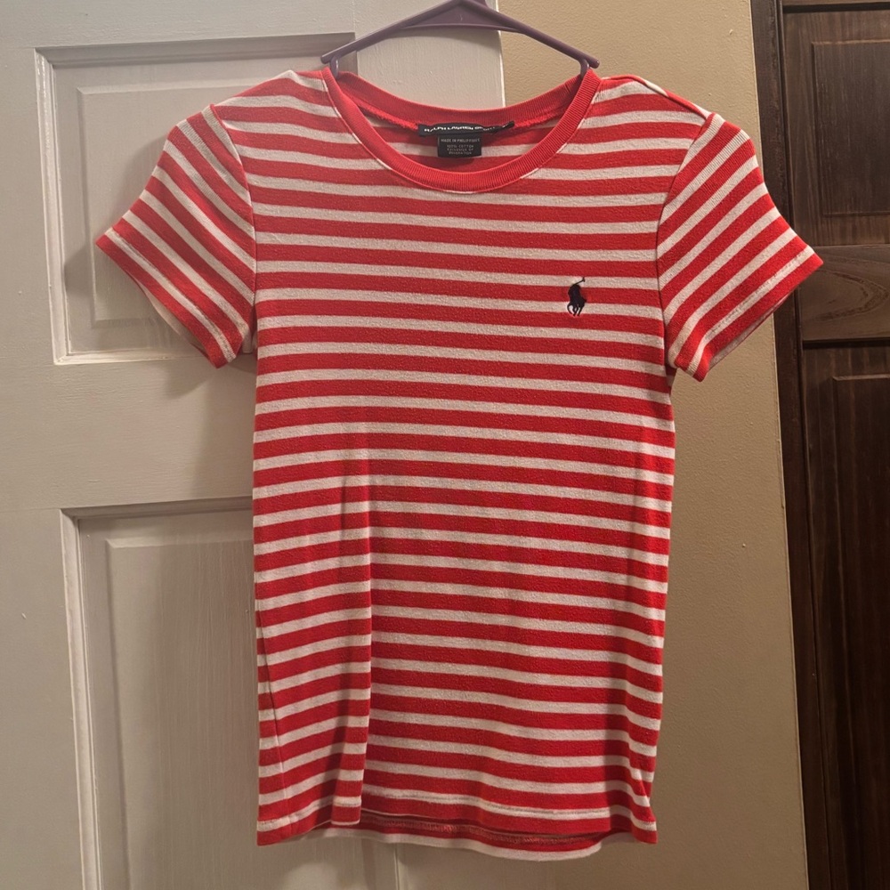 Ralph Lauren Sport Red and White Striped Top